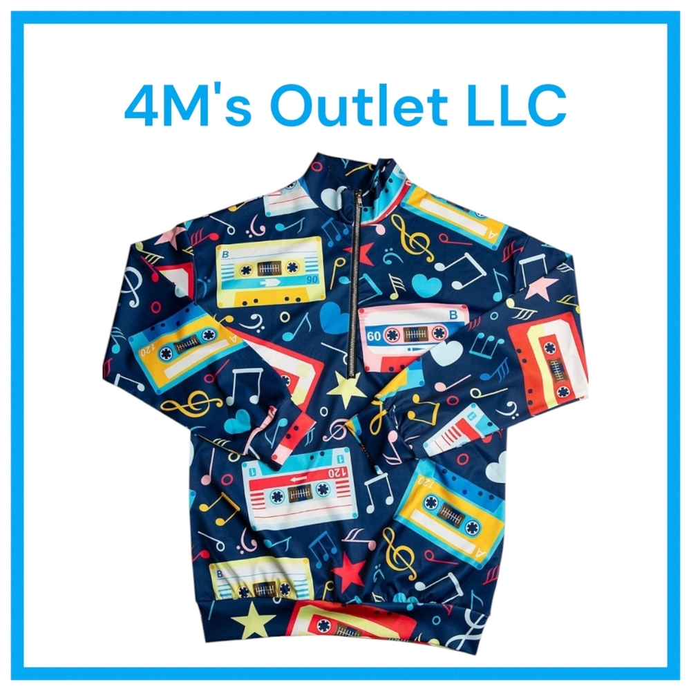 Colorful Cassette Print Pullover